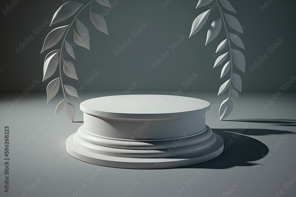 Empty podium mock up display, blank cosmetic ads stand product placement fashion ads on minimal grey dark color background, pedestal mockup scene platform ai generative promotion concept. Empty podium mock up display, blank cosmetic ads stand product placement fashion ads on minimal grey dark color background, pedestal mockup scene platform ai generative promotion concept.