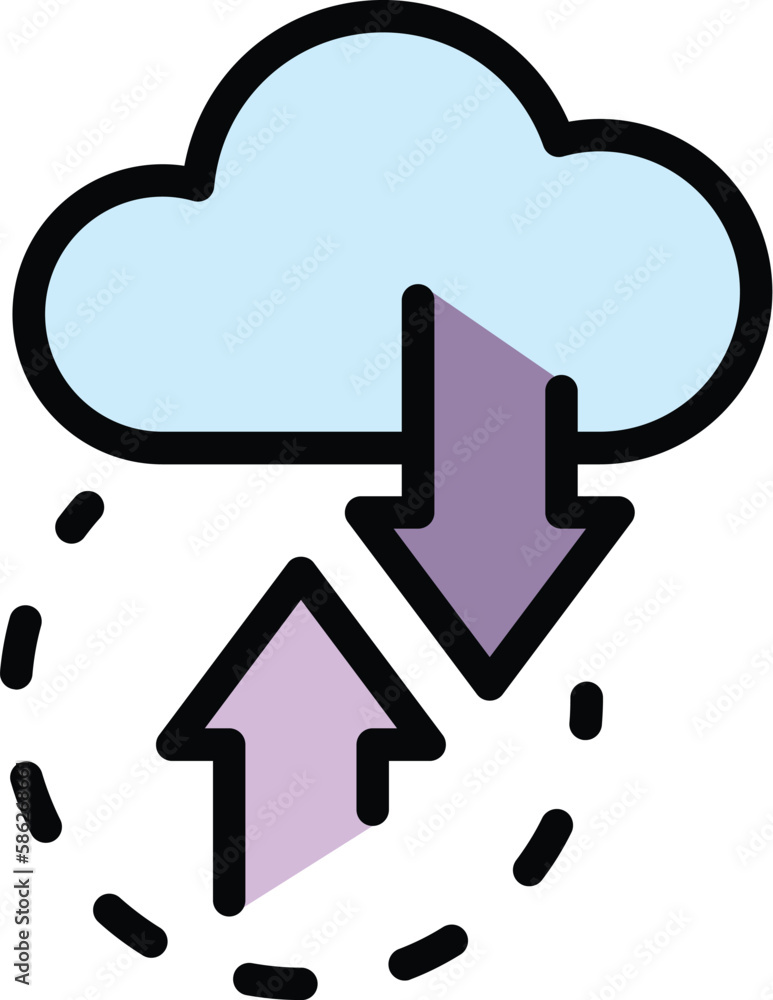 Api change data cloud icon. Outline Api change data cloud vector icon for web design isolated on white background color flat Api change data cloud icon. Outline Api change data cloud vector icon for web design isolated on white background color flat