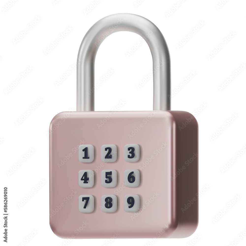 3D pink metallic Padlock icons isolated on white background. Minimal lock icon. 3d illustration. 3D pink metallic Padlock icons isolated on white background. Minimal lock icon. 3d illustration.