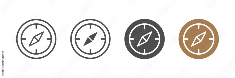 Compass flat vector icons Compass flat vector icons