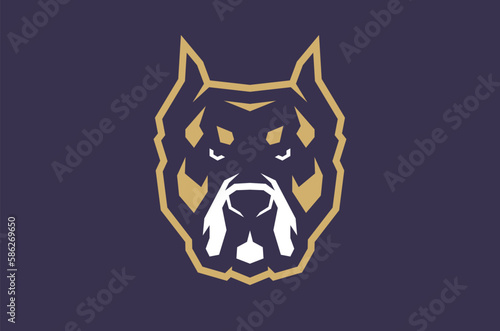 Edgy Symbol of Aggressive American Bully Dog Head