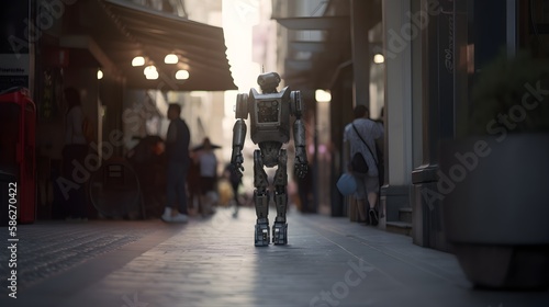 Robot walking in a city street