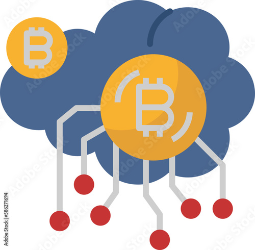 Cloud mining icon. Bitcoin concept icon style
