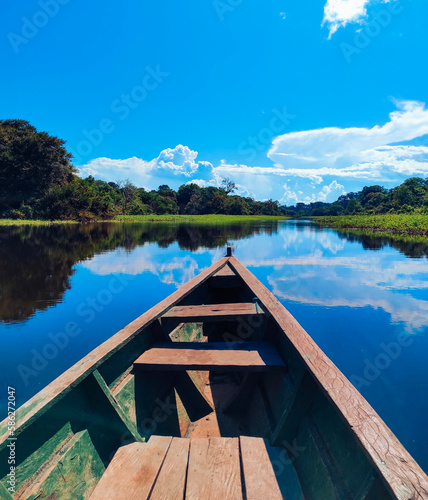 Boat on the amazonian river