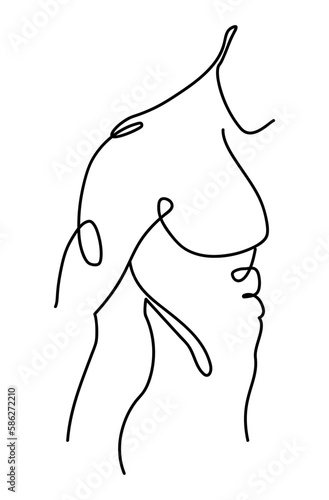 Hand drawn male back in line art style. Vector illustration with a silhouette of a man. The concept of a healthy lifestyle for a man.

