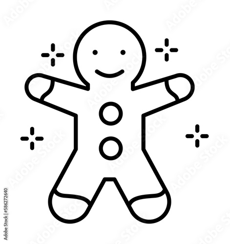 Gingerbread, cookie icon. Simple line, outline of new year icons for ui and ux, website or mobile application