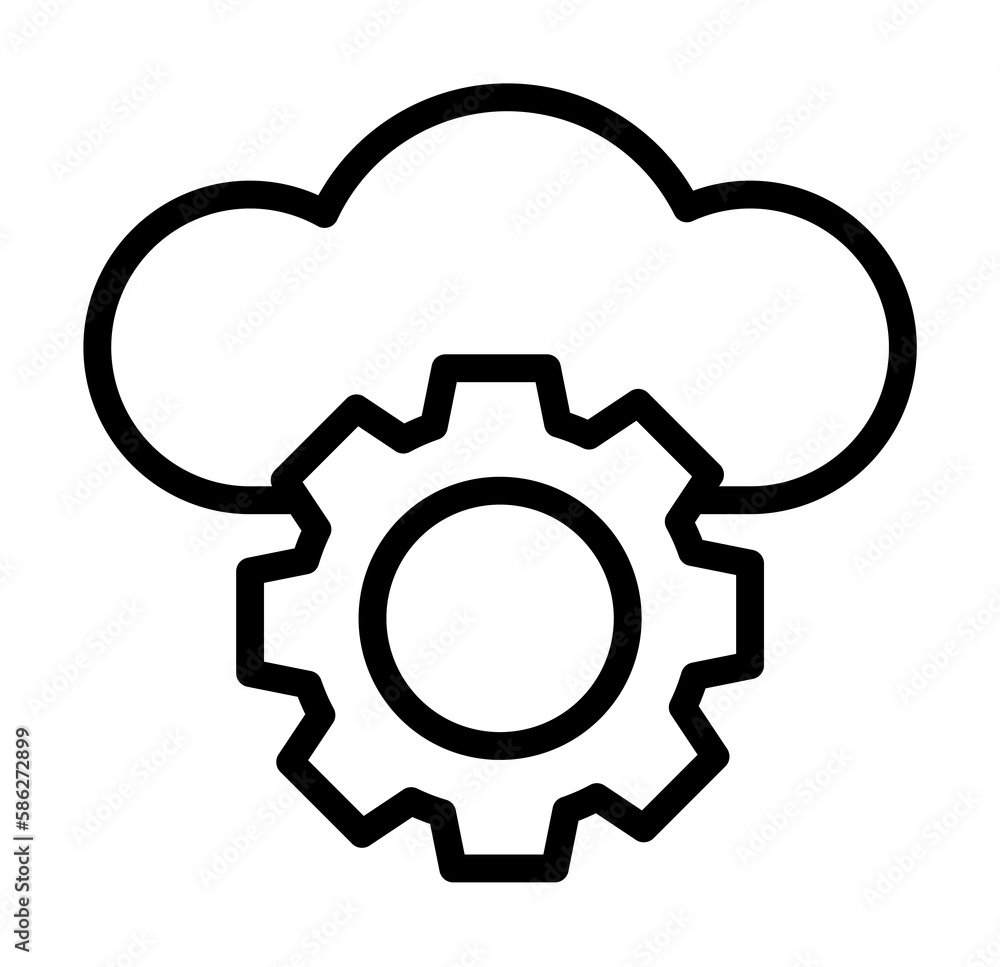 Cloud, gear icon. Simple line, outline elements of internet storage icons for ui and ux, website or mobile application