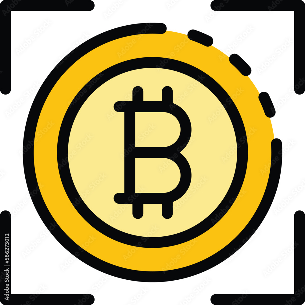 Bitcoin focus icon. Outline Bitcoin focus vector icon for web design isolated on white background color flat Bitcoin focus icon. Outline Bitcoin focus vector icon for web design isolated on white background color flat