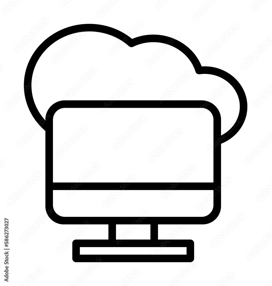 Cloud, monitor icon. Simple line, outline elements of internet storage icons for ui and ux, website or mobile application