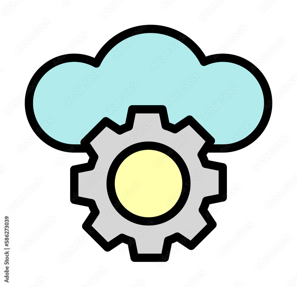 Cloud, gear icon. Simple color with outline elements of internet storage icons for ui and ux, website or mobile application Cloud, gear icon. Simple color with outline elements of internet storage icons for ui and ux, website or mobile application