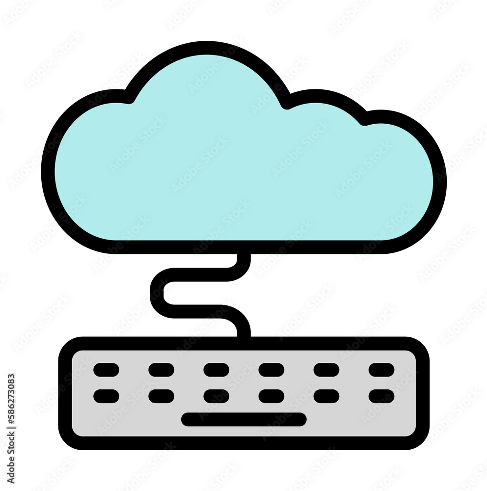Cloud, keyboard icon. Simple color with outline elements of internet storage icons for ui and ux, website or mobile application
