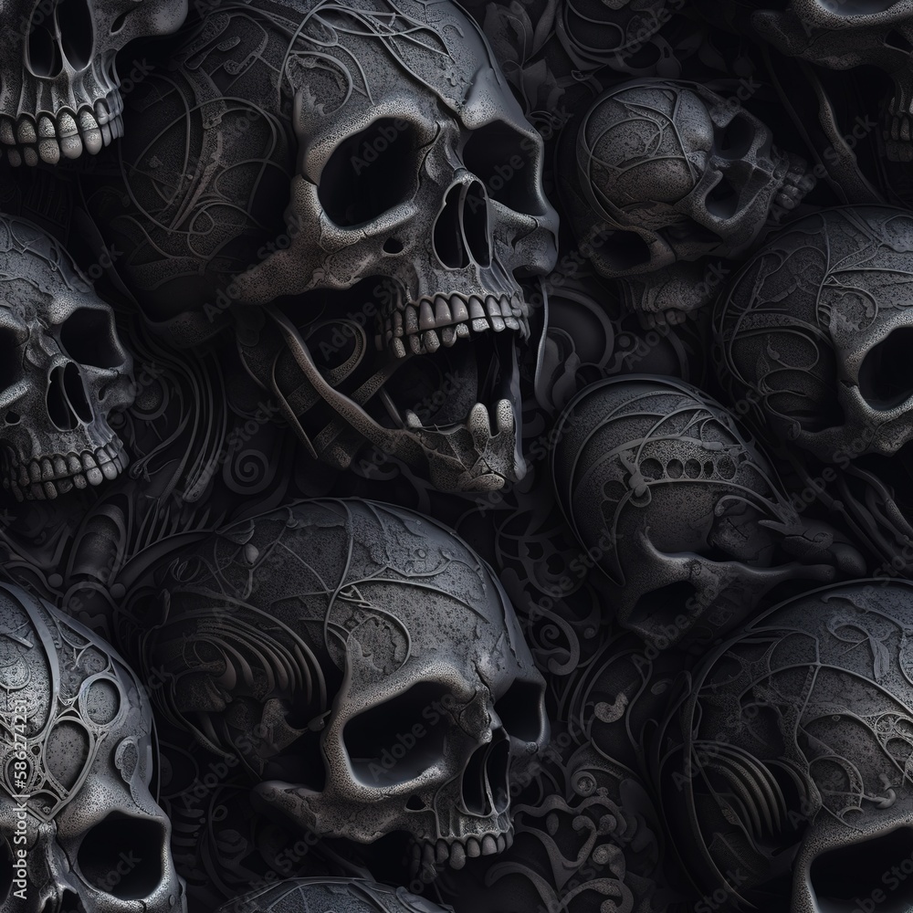 Skull seamless pattern art, generative ai Skull seamless pattern art, generative ai
