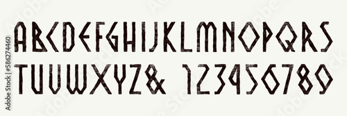 Decorative geometric sans serif font in the style of handmade graphics