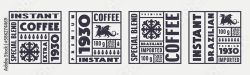 Set of template square label for instant coffee