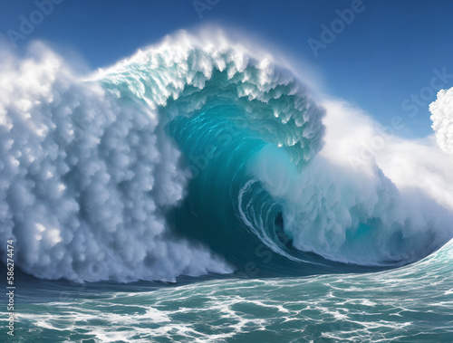 big tsunami sea wave, generative art by A.I.