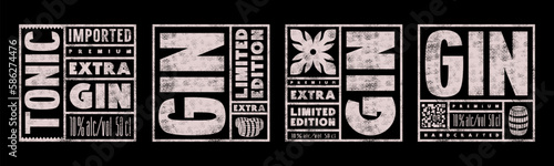 Set of template square label for gin tonic