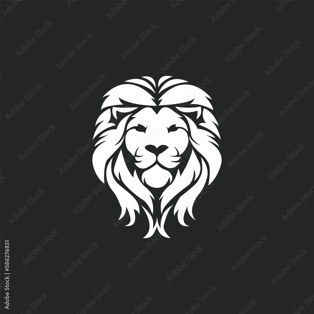 logo lion, lion logo flat line design