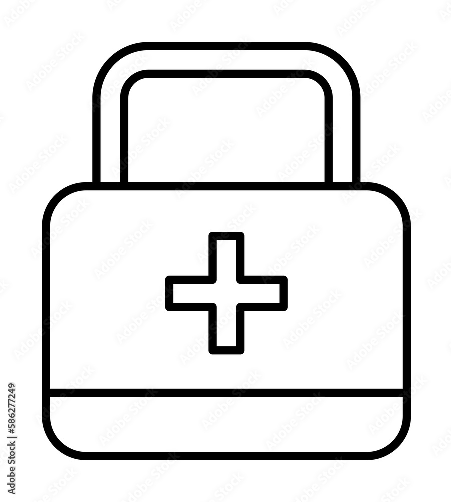 Obraz premium First aid kit, firefighter icon. Element of firefighter icon. Thin line icon for website design and development, app development