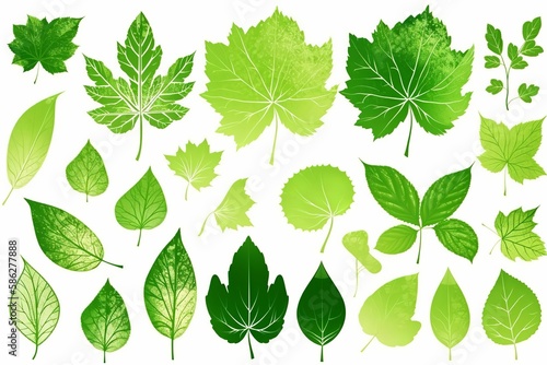 collection of green leaves. AI Generative