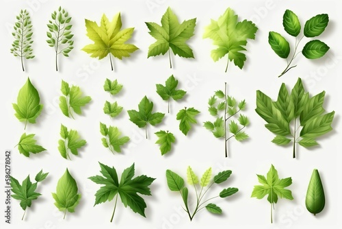 set of green leaves. AI Generative
