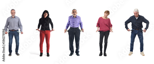 group of people who are in crisis on white background
