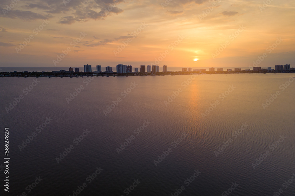 sunset over the sea in Miami 