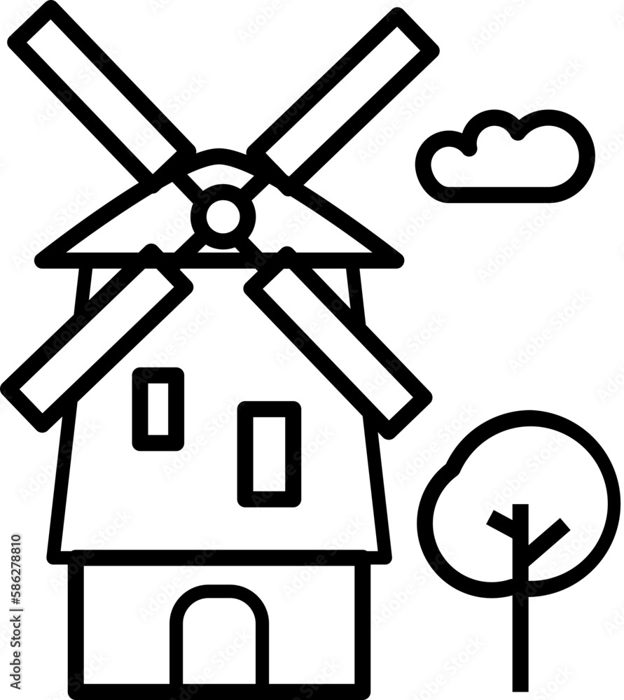 Windmill icon. Ecology concept icon style