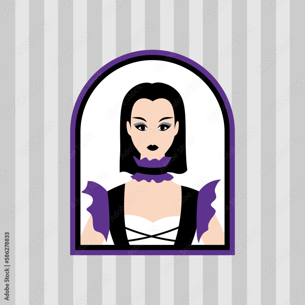 Illustration of girl in gothic style. Dark dress. Image for holiday and party. Illustration of girl in gothic style. Dark dress. Image for holiday and party.