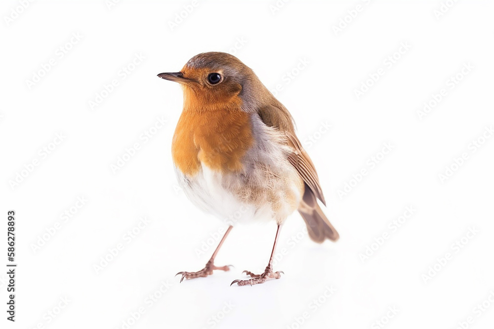 blue bird with yellow marking on its wings isolated on white background. Generative Ai blue bird with yellow marking on its wings isolated on white background. Generative Ai