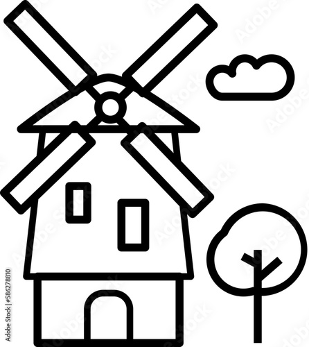 Windmill icon. Ecology concept icon style
