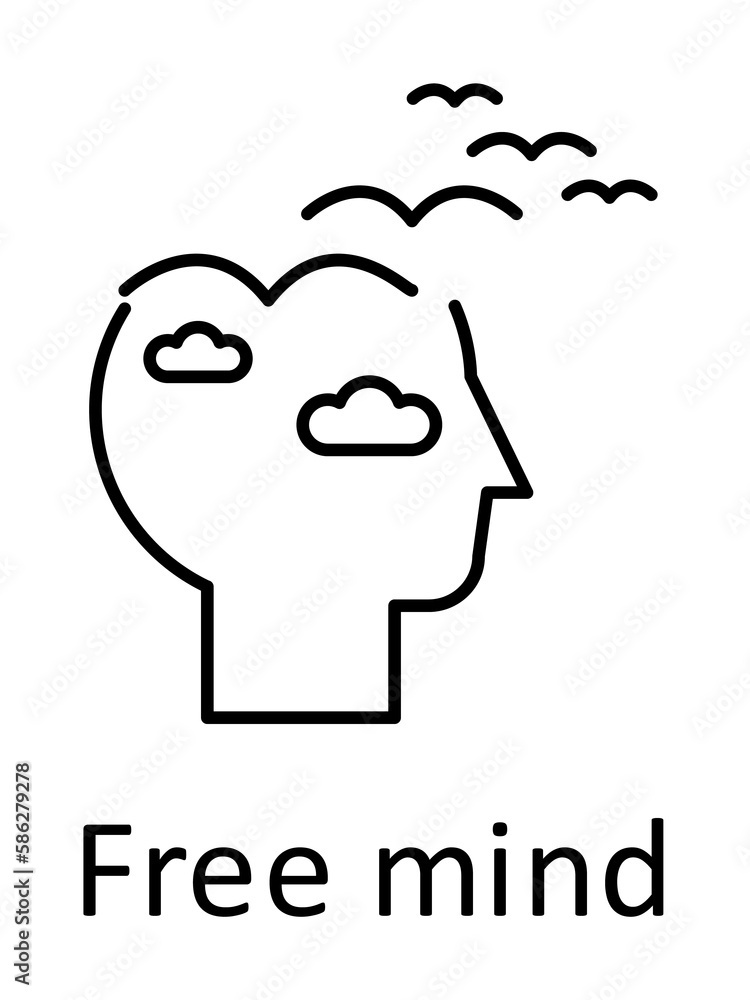 Human, clouds, birds in mind icon. Element of human mind with name icon. Thin line icon for website design and development, app development. Premium icon Human, clouds, birds in mind icon. Element of human mind with name icon. Thin line icon for website design and development, app development. Premium icon