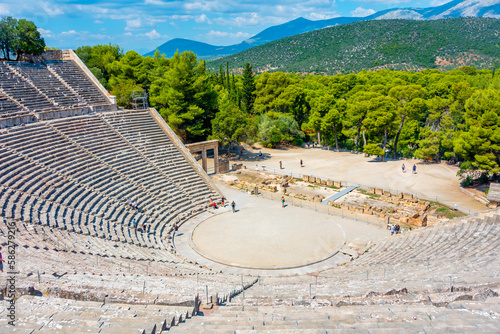 Ancient Theatre at the Asclepieion of Epidaurus in Greece photo