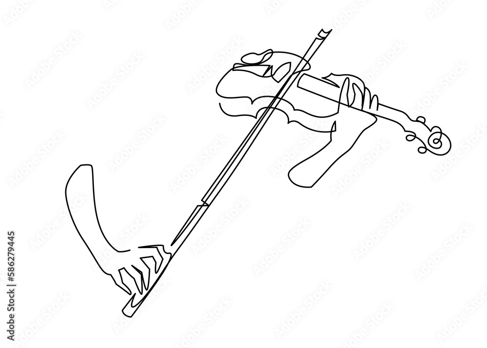 Continuous one line vector drawing of aesthetic violin playing. Elegant