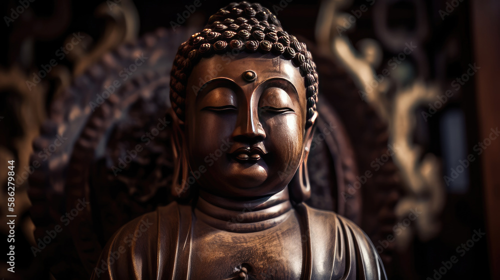 A Buddha statue typically represents the image of a seated Buddha, and