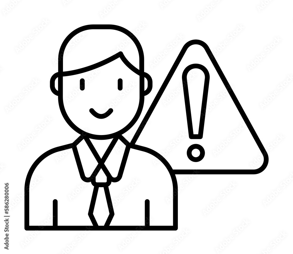 warning, person, exclamation icon. Element of Human resources for mobile concept and web apps illustration. Thin line icon for website design and development, app development warning, person, exclamation icon. Element of Human resources for mobile concept and web apps illustration. Thin line icon for website design and development, app development