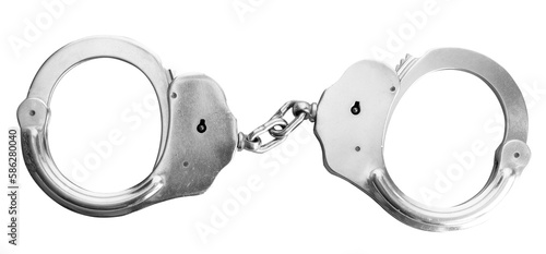 Metallic handcuffs isolated