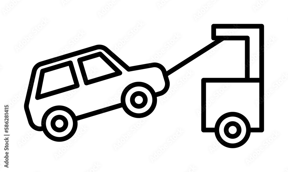 insurance, towed car, tow icon. Element of insurance icon. Thin line icon for website design and development, app development. Premium icon