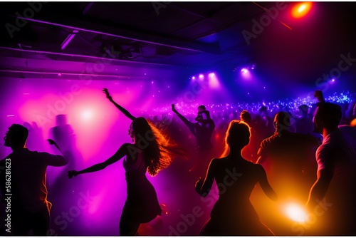 Wallpaper Mural Rendering of "Dancing in the Nightclub: A Rhythmic Frenzy". Generative AI.  Torontodigital.ca