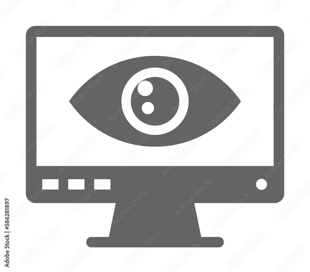 Computer monitor, digital scan, online protection, online system protection, security scanner icon