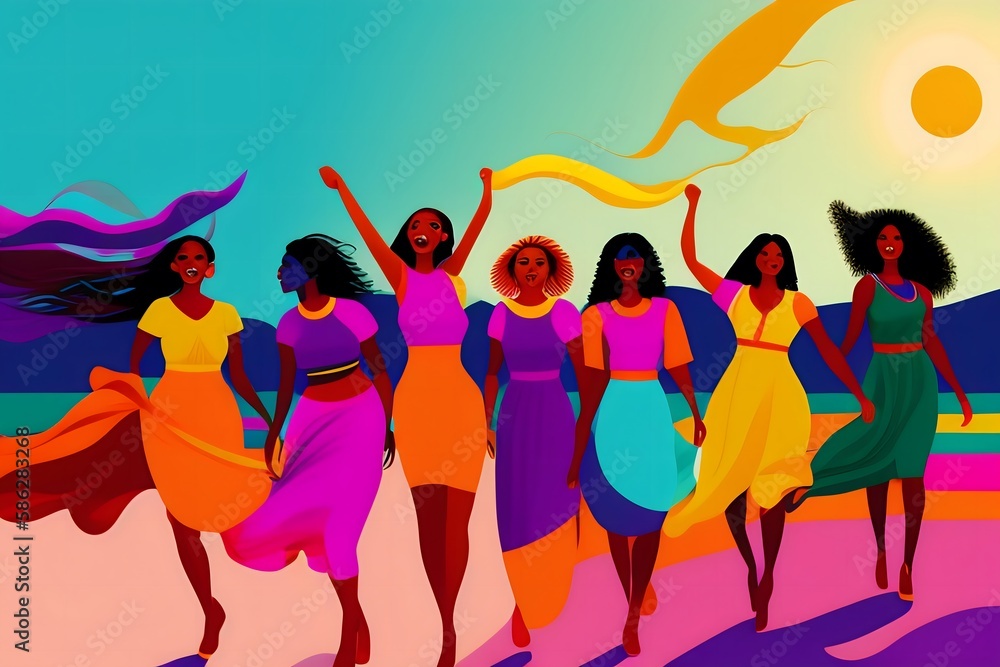 Rendering of A Joyful Celebration of Women's Empowerment. Generative AI. 