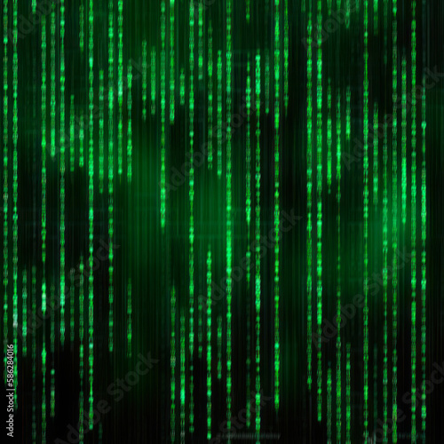 Green Binary Code on Black Background - Post-processed Generative AI