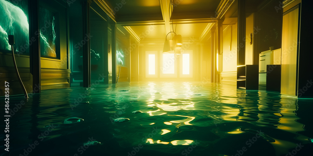 An underwater view in the flooding interior An underwater view in the flooding interior