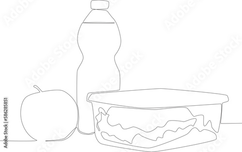 A lunch menu for school. Lunch at school one line drawing