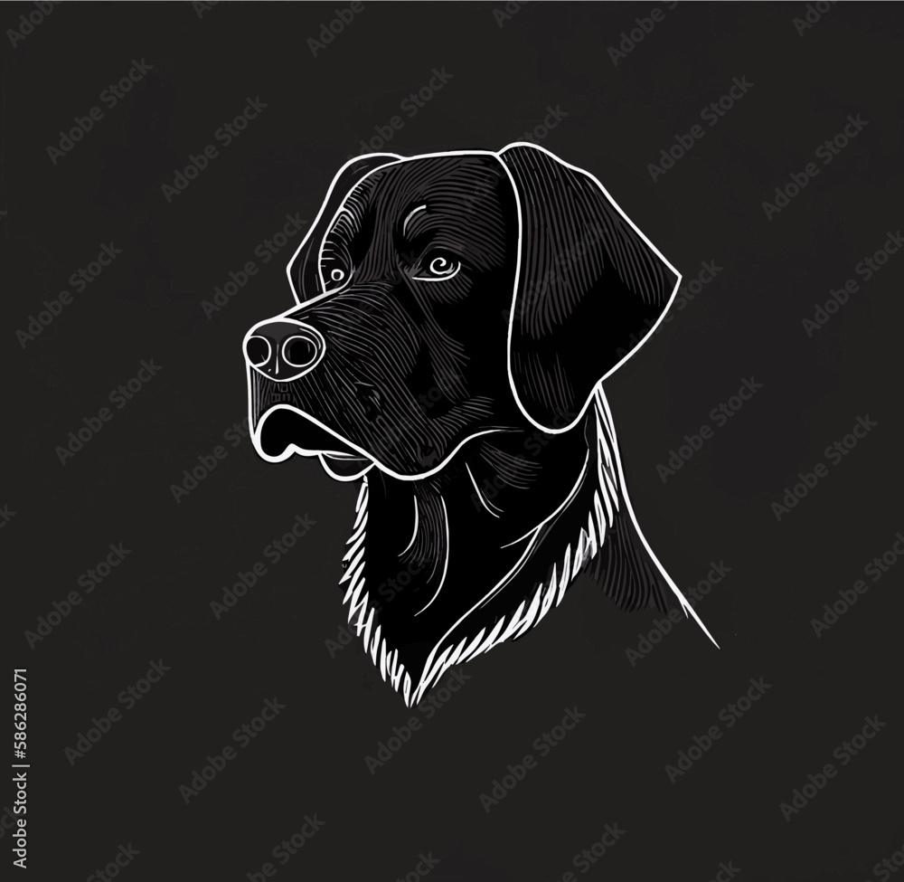 Black Labrador dog, vector art