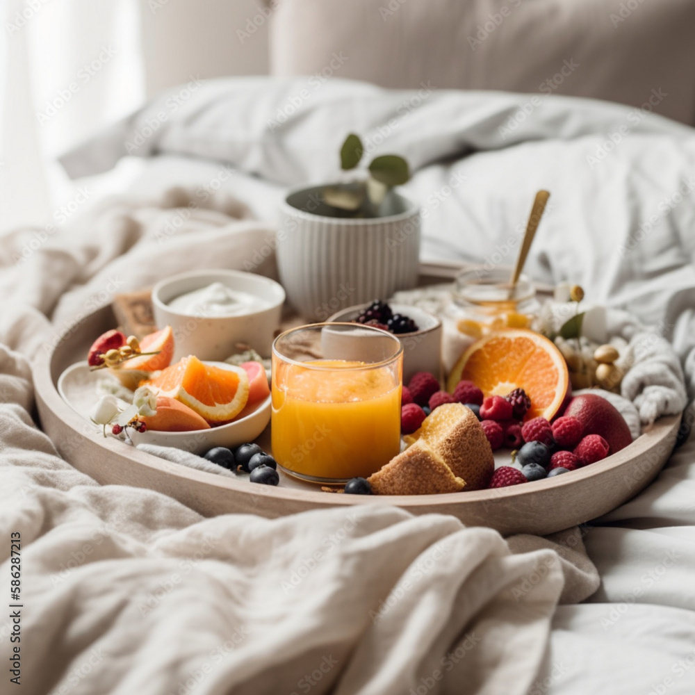 breakfast in bed with fruits breakfast in bed with fruits