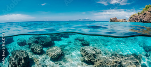 Sea is a breathtaking expanse of crystal - clear blue water, stretching as far as the eye can see 