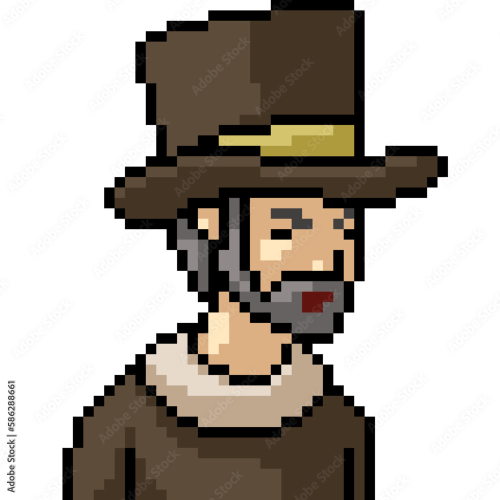 Fototapeta premium pixel art old man top hat