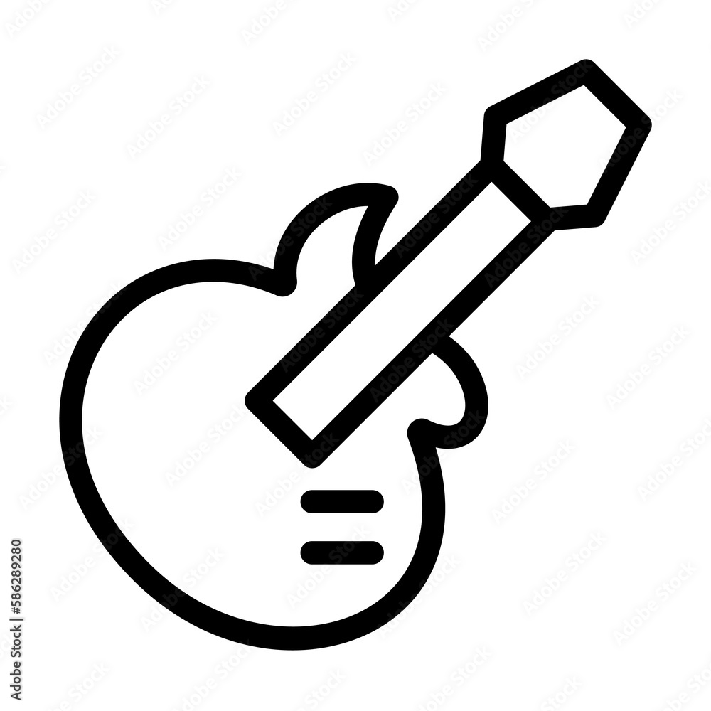 Guitar icon. Simple line, outline elements of rock n roll icons for ui and ux, website or mobile application Guitar icon. Simple line, outline elements of rock n roll icons for ui and ux, website or mobile application