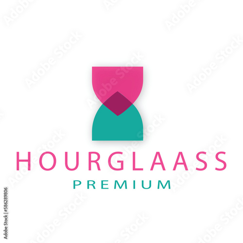 hourglass overlapping overlay color logo vector icon illustration