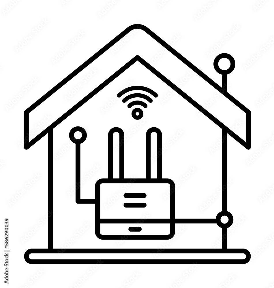 Smart connected wi fi icon. Element of smart house icon for mobile concept and web apps. Thin line Smart connected wi fi icon can be used for web and mobile Smart connected wi fi icon. Element of smart house icon for mobile concept and web apps. Thin line Smart connected wi fi icon can be used for web and mobile